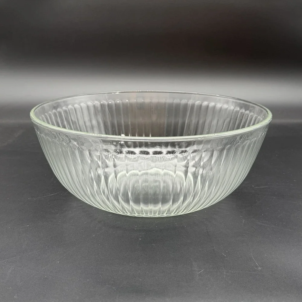 Pyrex Clear Ribbed Glass Mixing Bowl - Size 4.5QT / 4.5L, 7404-S, Made In USA